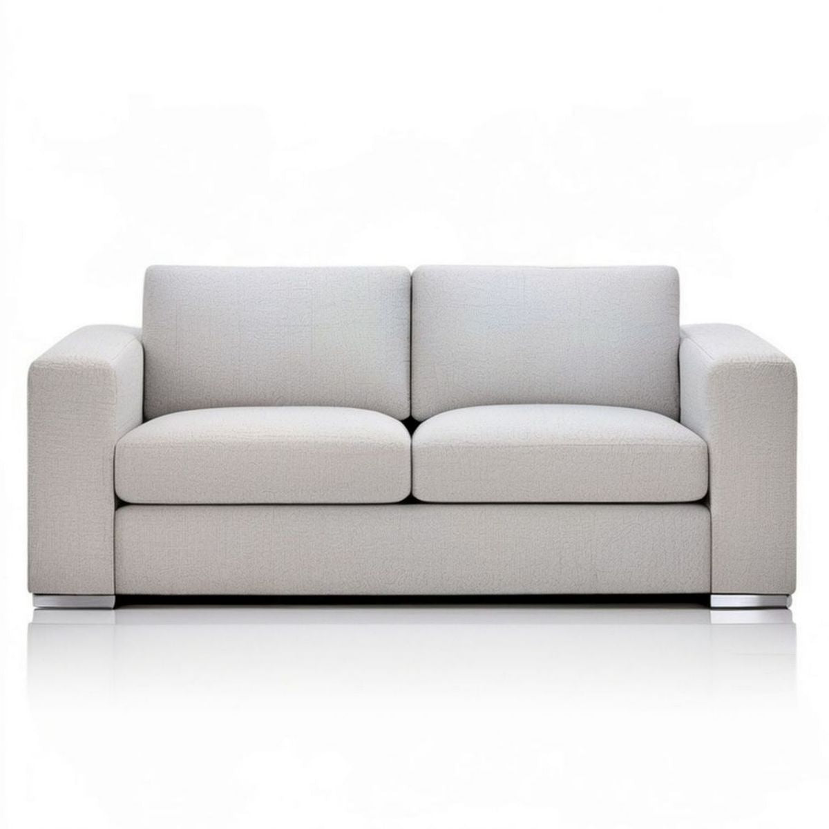 Dwuosobowa sofa jasnobeżowa ze srebrnymi nóżkami, 160 x 90 x 85 cm