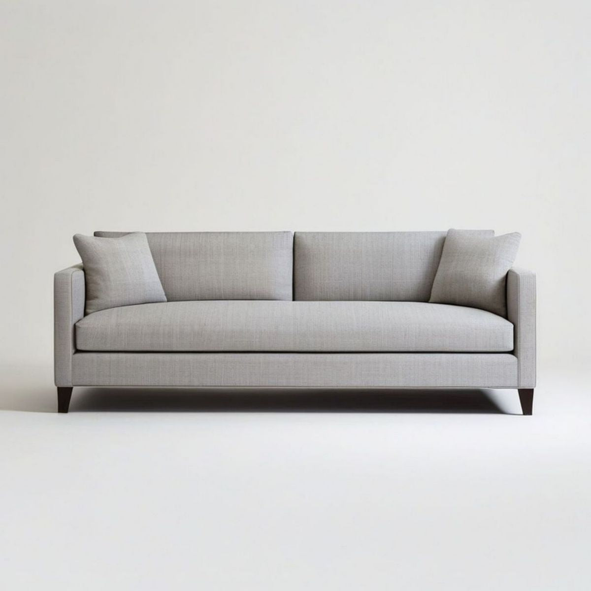 Trzyosobowa sofa z tkaniny poliestrowej 210 × 90 × 85 cm jasnoszara z ciemnobrązowymi nogami bukowymi