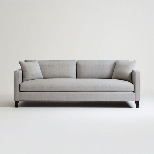 Trzyosobowa sofa z tkaniny poliestrowej 210 × 90 × 85 cm jasnoszara z ciemnobrązowymi nogami bukowymi