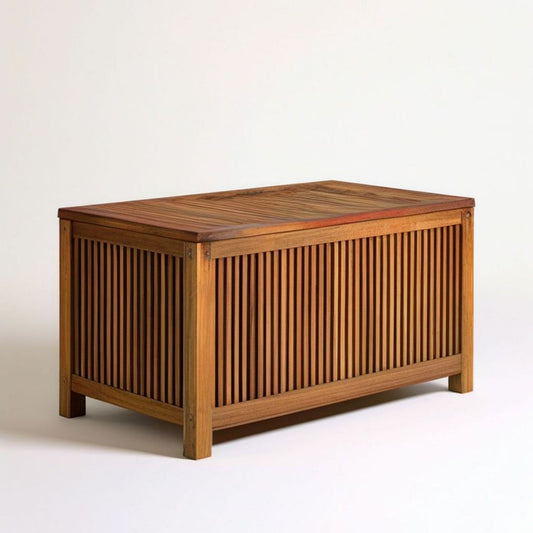 Brązowa skrzynia z litego drewna akacjowego 90 x 45 x 50 cm