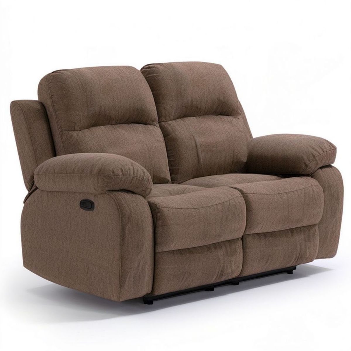 Brązowa sofa dwuosobowa z ręczną funkcją relaksu, tapicerowana poliestrem, 170 x 95 x 100 cm