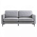 Szara sofa dwuosobowa 160 x 80 x 84 cm z tapicerką poliestrową i czarnymi nogami