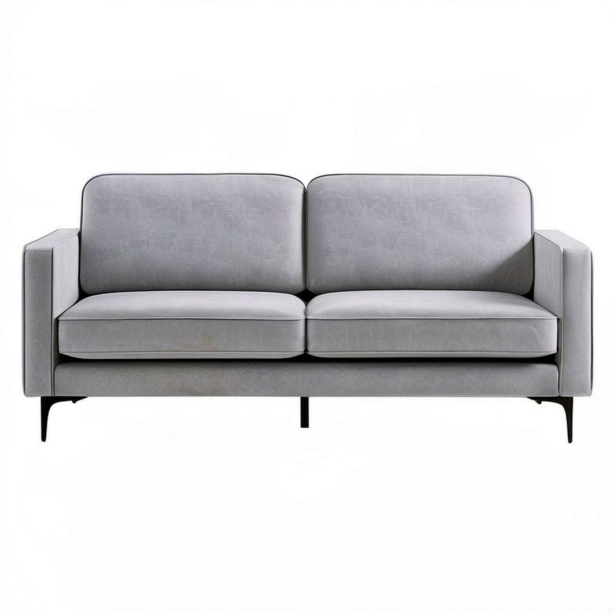 Szara sofa dwuosobowa 160 x 80 x 84 cm z tapicerką poliestrową i czarnymi nogami