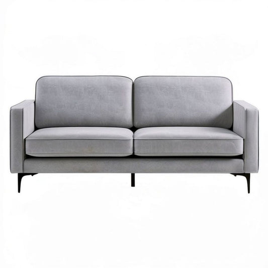 Szara sofa dwuosobowa 160 x 80 x 84 cm z tapicerką poliestrową i czarnymi nogami