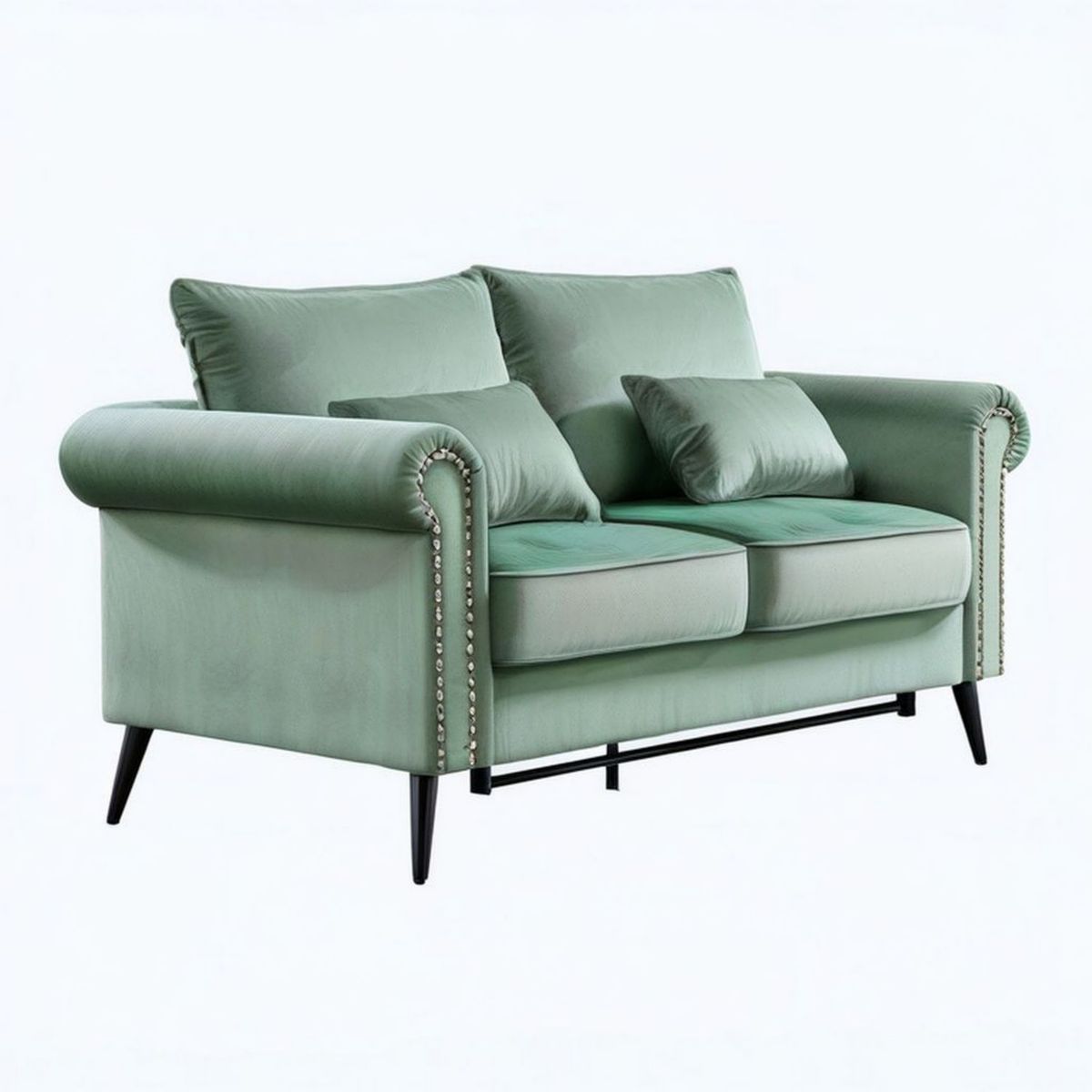 Dwuosobowa sofa aksamitna w kolorze zieleni szałwiowej, 160 x 90 x 85 cm