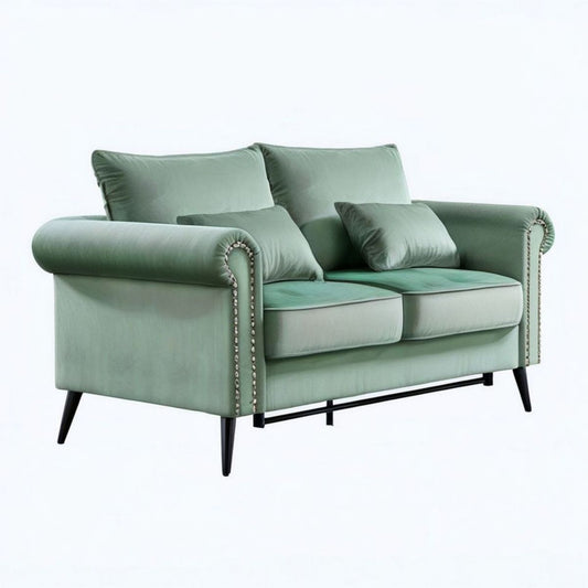 Dwuosobowa sofa aksamitna w kolorze zieleni szałwiowej, 160 x 90 x 85 cm