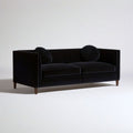 Czarna sofa dwuosobowa z aksamitu, 180 x 85 x 78 cm