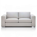 Dwuosobowa sofa jasnobeżowa ze srebrnymi nóżkami, 160 x 90 x 85 cm