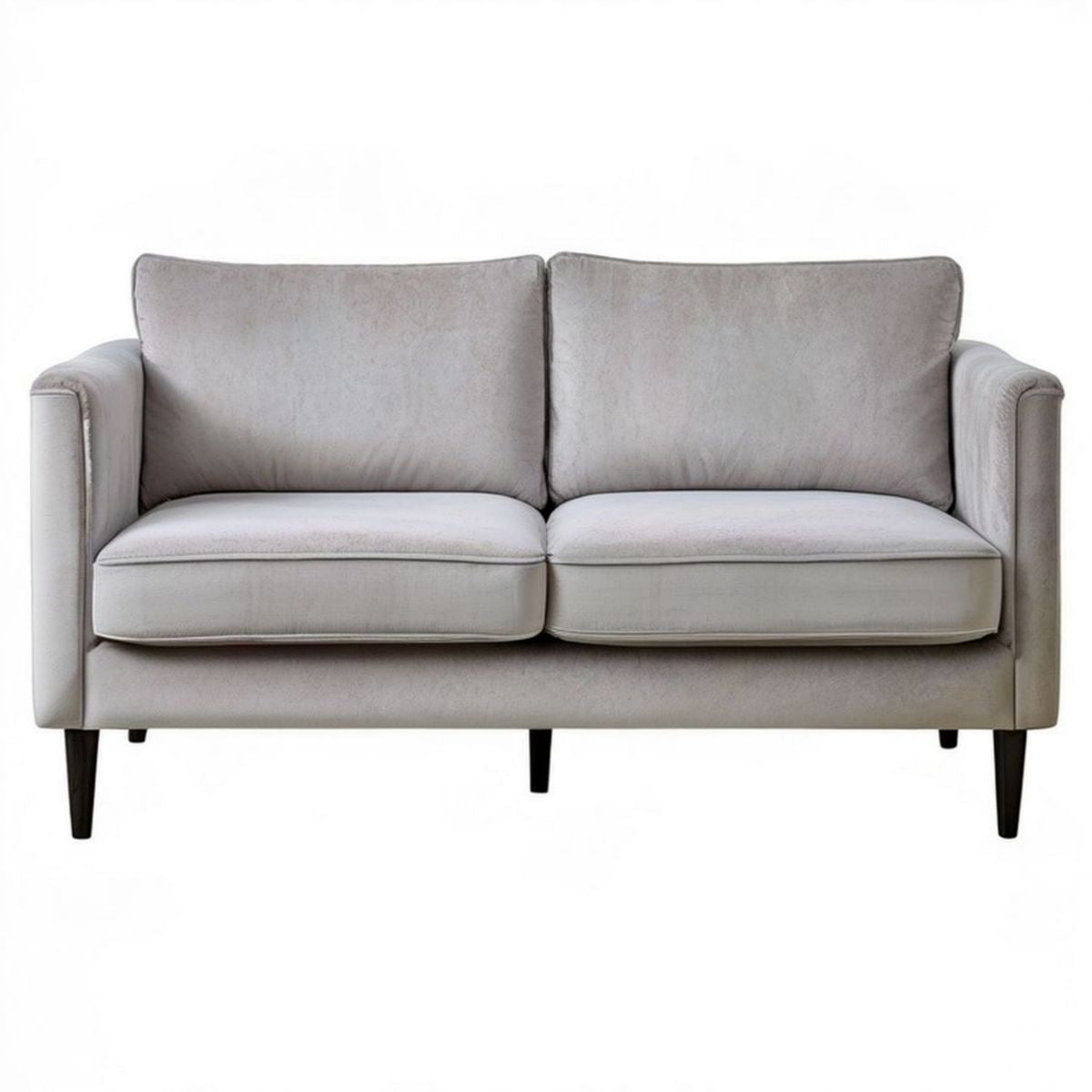 Dwuosobowa sofa nowoczesna 160 × 85 × 86 cm jasnoszara z czarnymi nogami