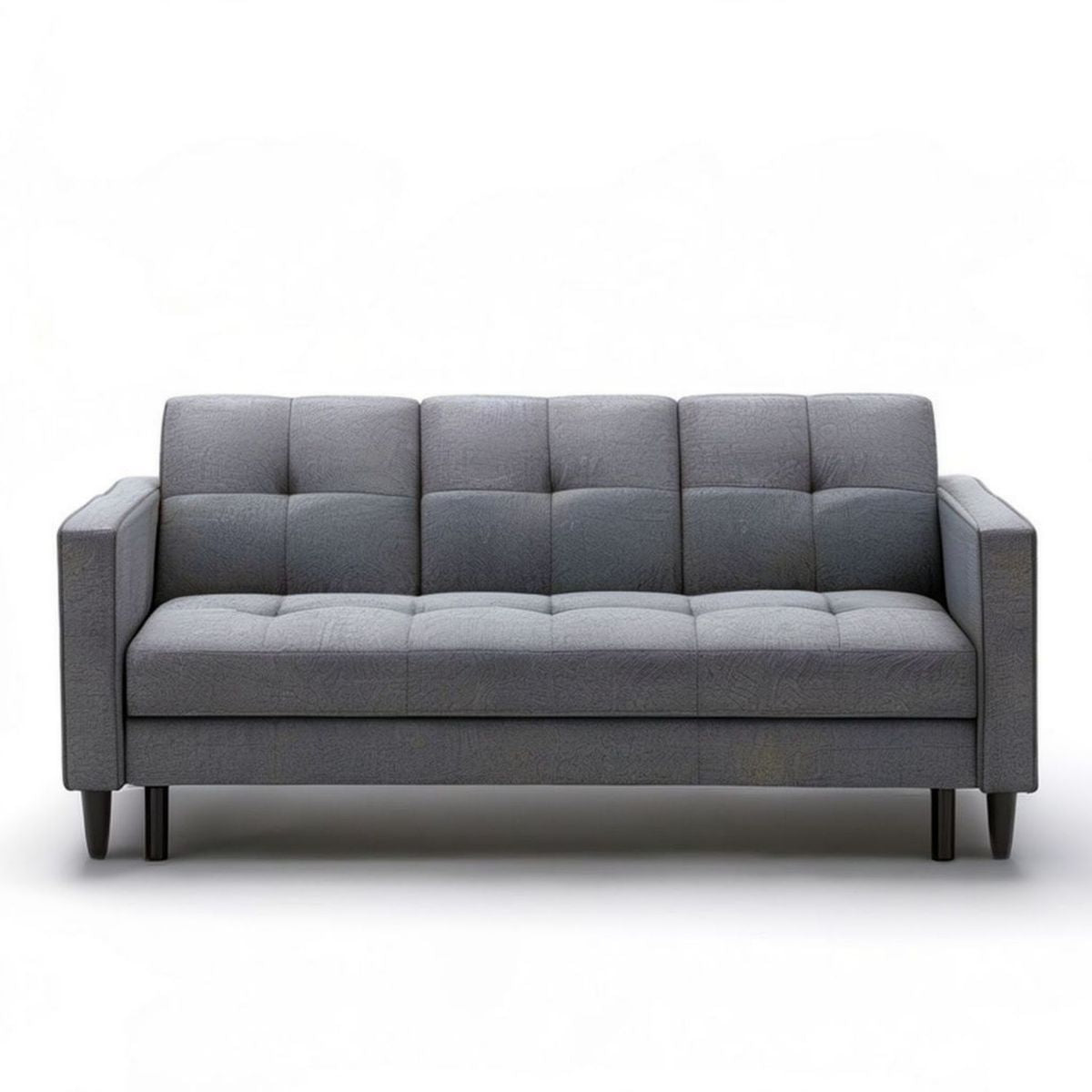 Szara sofa trzyosobowa 190 x 85 x 86 cm z czarnymi stalowymi nogami