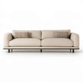 Beżowa sofa 3-osobowa 240 × 95 × 78 cm z tapicerką bouclé i 2 poduszkami