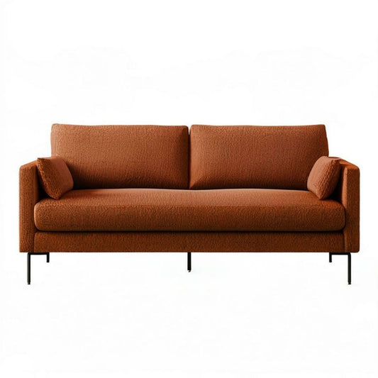 Sofa dwuosobowa z tkaniny bouclé 160 × 85 × 82 cm rdzawobrązowa z czarnymi stalowymi nogami