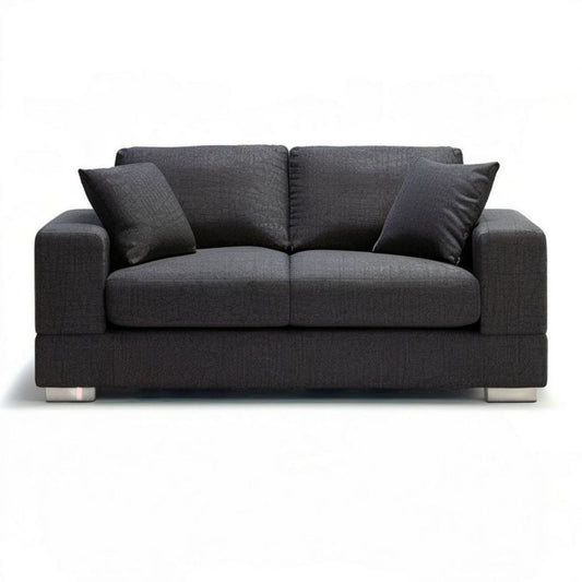 Dwuosobowa sofa do salonu 180 x 90 x 85 cm, grafitowa ze srebrnymi nóżkami