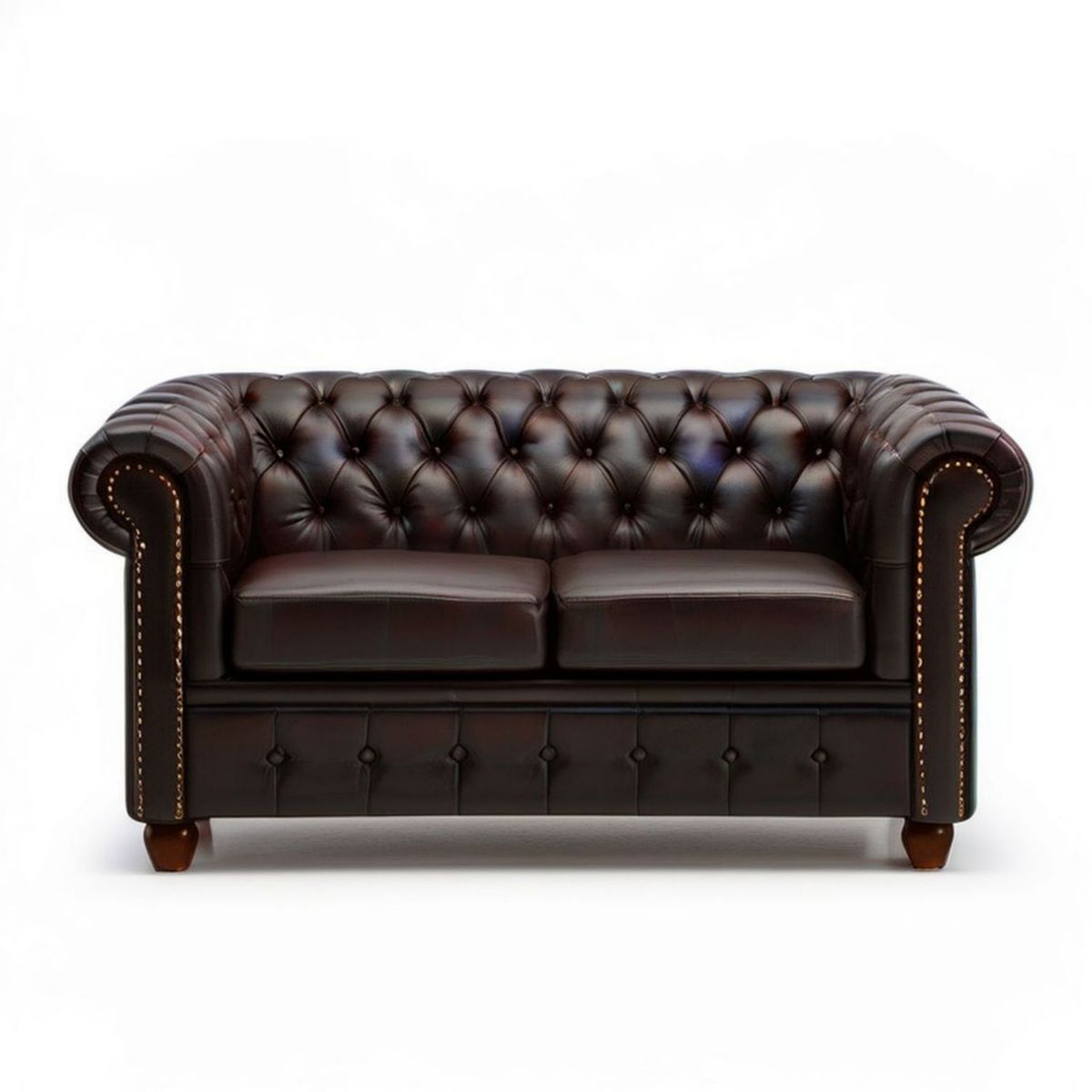 Dwuosobowa sofa Chesterfield 180 x 90 x 75 cm ciemnobrązowa z tapicerką PU