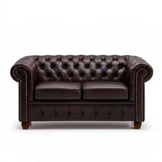 Dwuosobowa sofa Chesterfield 180 x 90 x 75 cm ciemnobrązowa z tapicerką PU