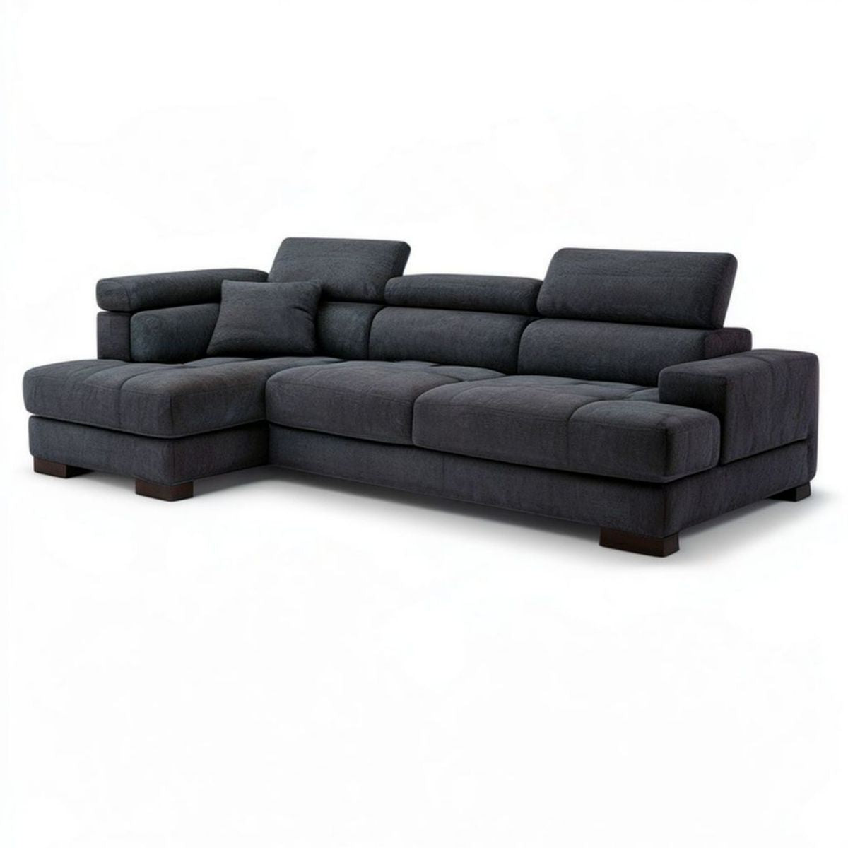 Ciemnoszara sofa narożna z lewostronnym szezlongiem 280 × 170 × 92 cm